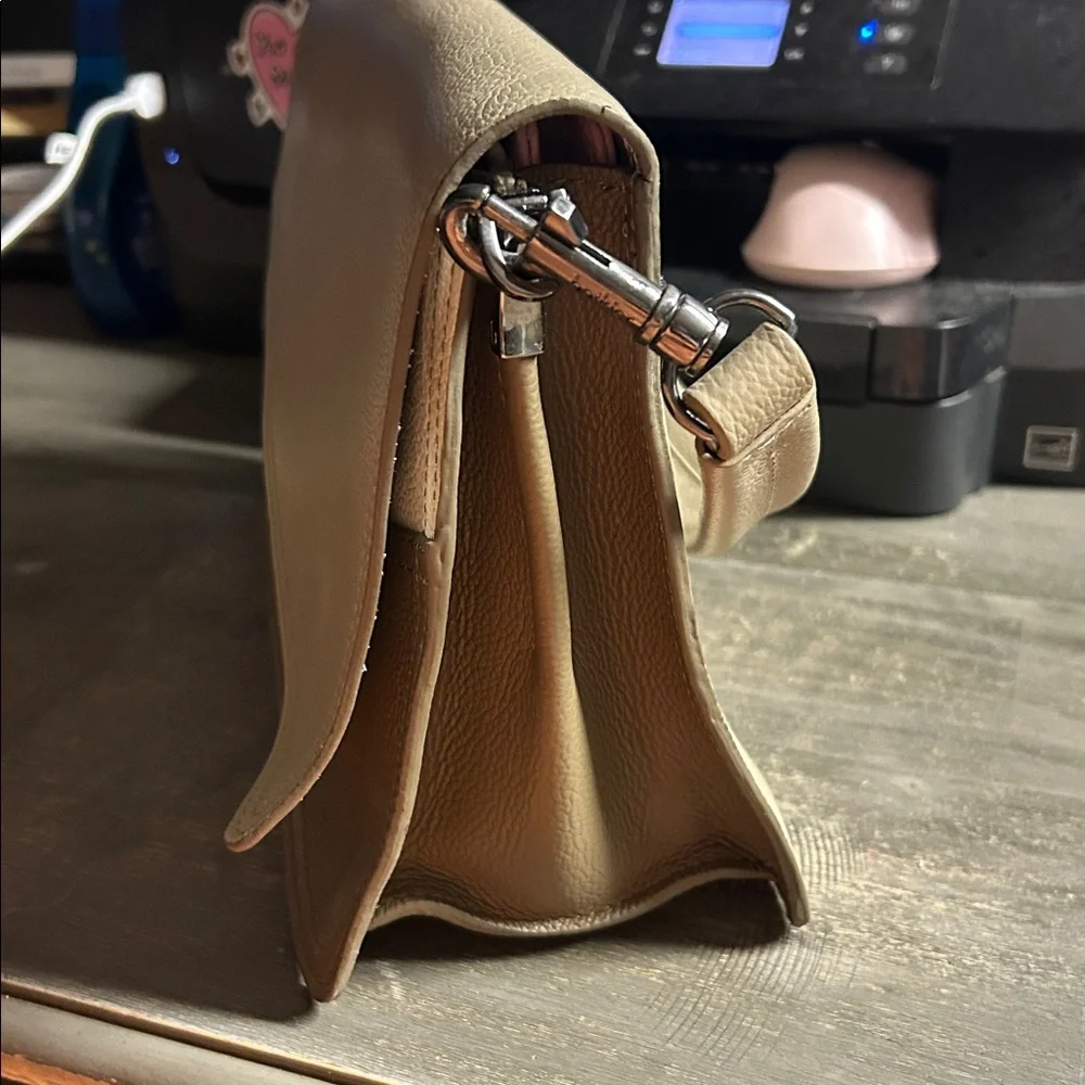 Botkier Crosstown Medium Leather Hobo Bag in‎ a cream or taupe colorblock design